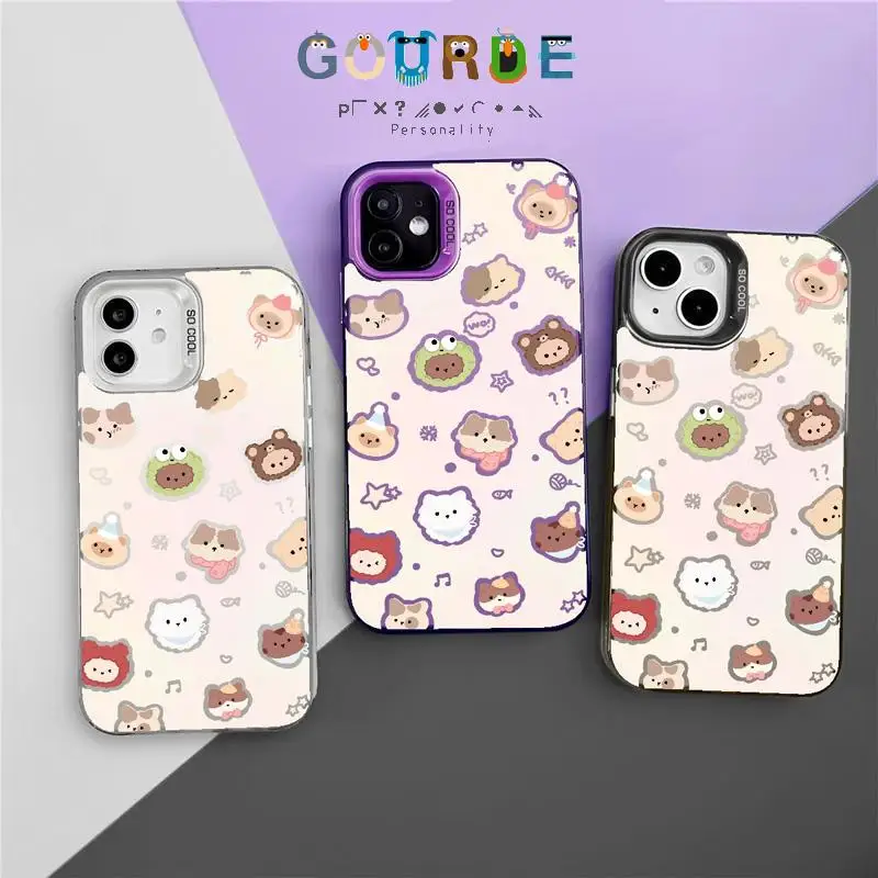 

Gourde Cute Cartoon Cat Bear Pattern IMD Phone Case for Iphone 16 15 14 12 13 11 Pro Max Ip 14Plus Shockproof Protective Cover