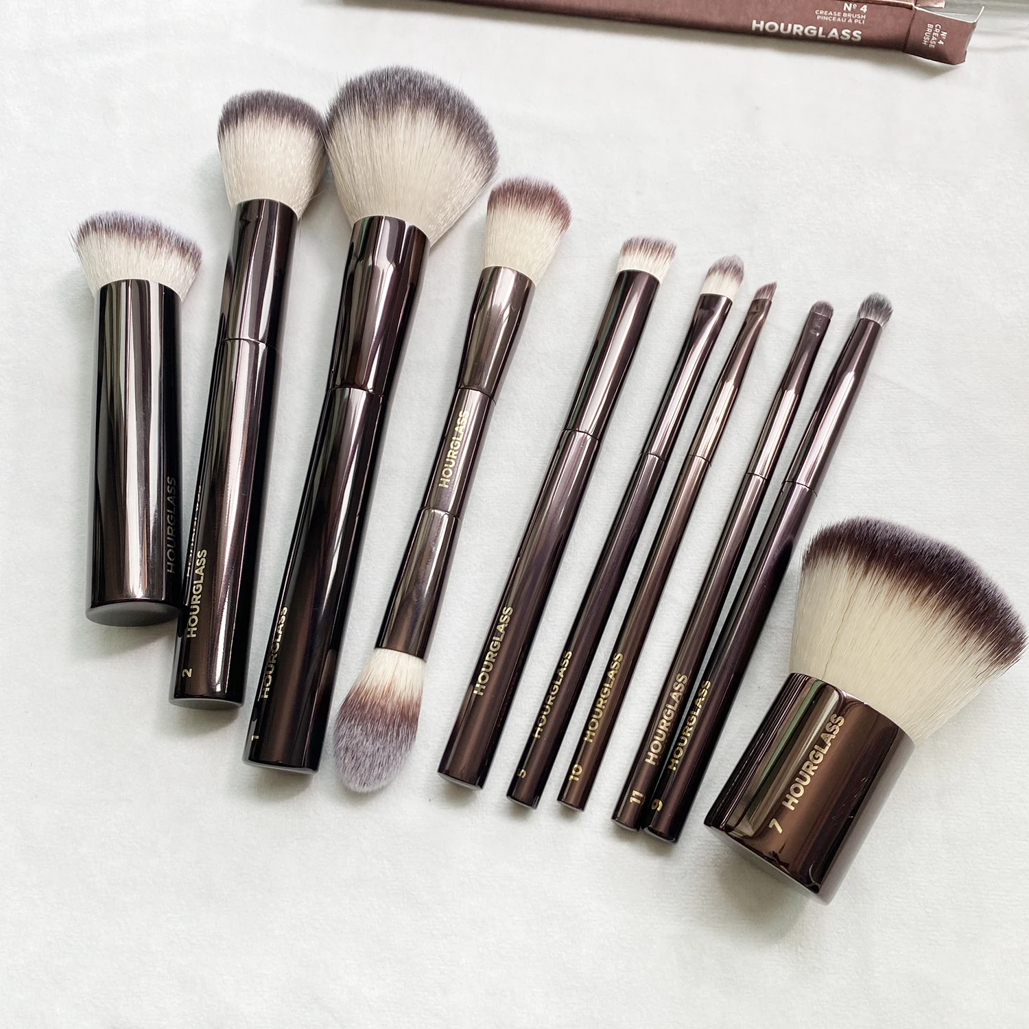 Hourglass Makeup Brushes Set - Luxury Powder Blush Eyeshadow Crease Concealer eyeLiner Smudger Metal Handle Brushes