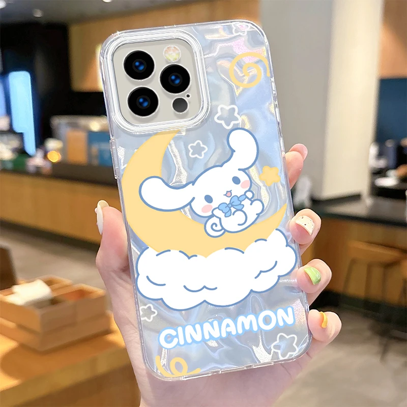 Cartoon Sanrio Cinnamoroll Case for iPhone 16 15 14 13 12 11 Pro Max XR XS X 8 7 6S 6 Plus SE 2020 2022 Shockproof Cover Funda