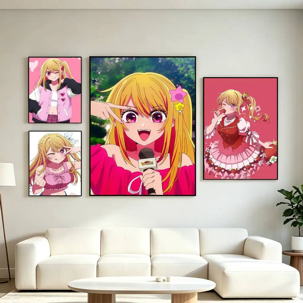 O-Oshi  N-No K-Ko Ruby Hoshino Poster High Quality Dorm Living Room Aesthetic Wall Decoration Painting Stickers Gift