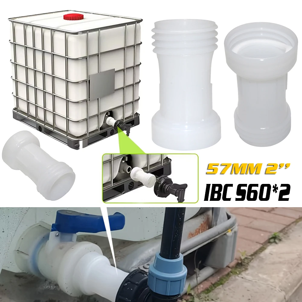 2 قطعة S60 * 2 ملحقات غسيل السيارات IBC محول خزان المياه أنبوب تمديد بلاستيكي المواضيع الداخلية والخارجية 57 مللي متر DN50 2 '' #1