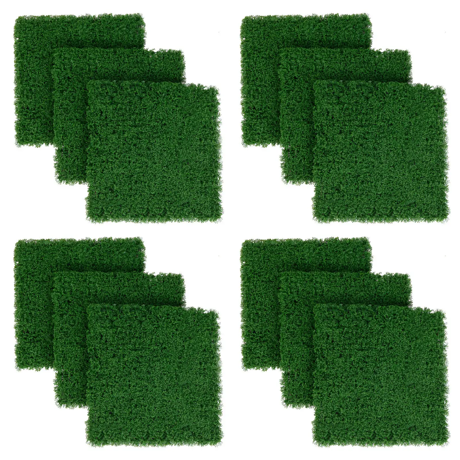 

12 PCS Faux Green Moss Panels w/ Insertable Branches Stable X-shaped Dark Green