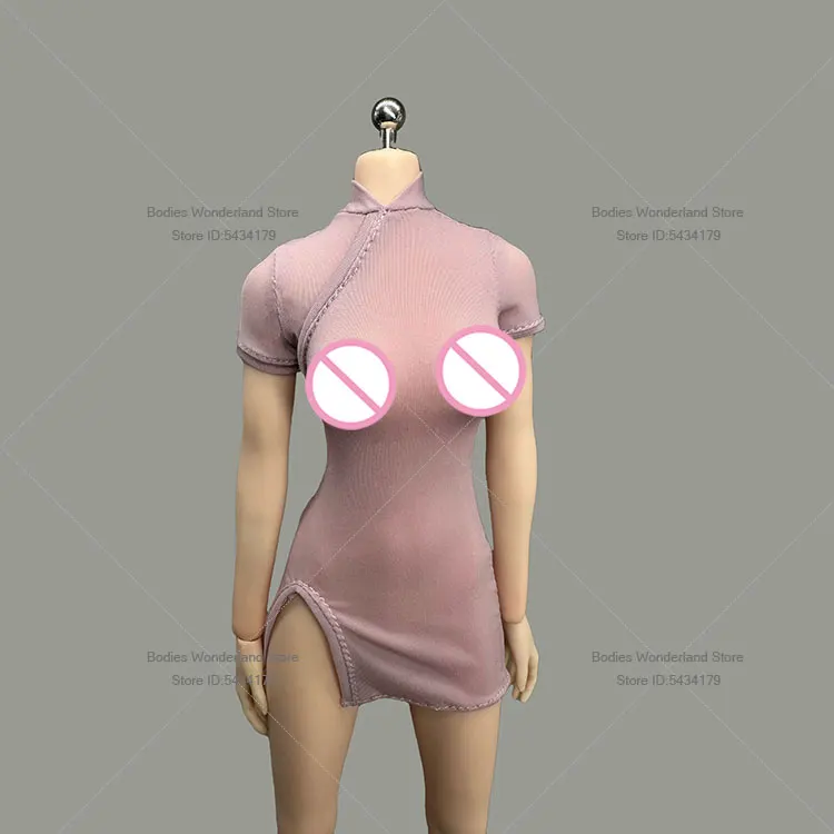 1/6 Scale Female Soldier Elastic Slit Short Sleeve Cheongsam Dress Clothes For 12inch Action Figure Doll