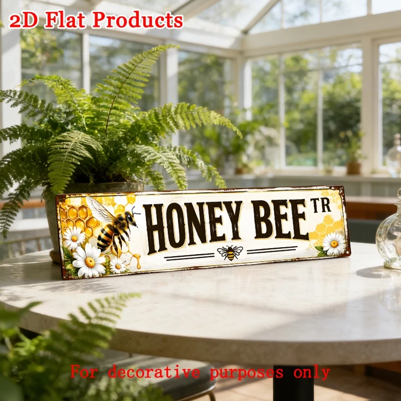 Honey Bee TR Metal Tin Sign Vintage Bee Daisy Honeycomb Wall Art Farm Garden Kitchen Decor Beekeeper Home Hanging Plaque
