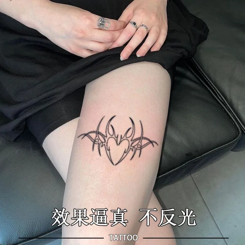 Tatuajes temporales de corazón a base de hierbas para mujer, pegatinas de tatuaje de alas de súcubo sexis, tatuaje falso de muslo, tatuaje semipermanente impermeable