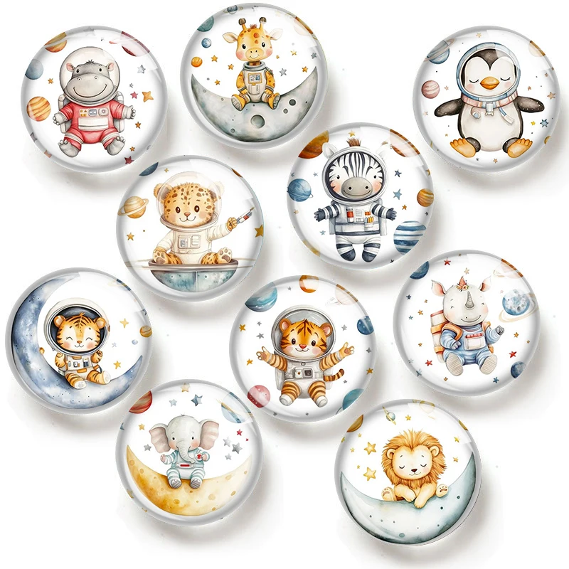 Astronaut Safari Animals  12/18/20/25mm glass cabochon  bracelet pendant rings for jewelry demo earrings back Making findings