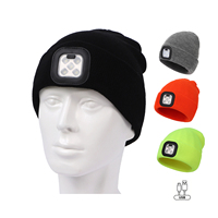 USB Luminous Knitted Wool Hat LED Beanie Torch Hat For Autumn and Winter Warmth, Outdoor Running Cycling Christmas Gift Lighti