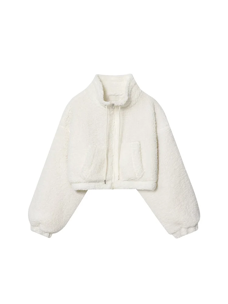 

Новое женское модное универсальное темпераментное простое однотонное короткое хлопковое пальто из овечьей шерсти в европейском стиле