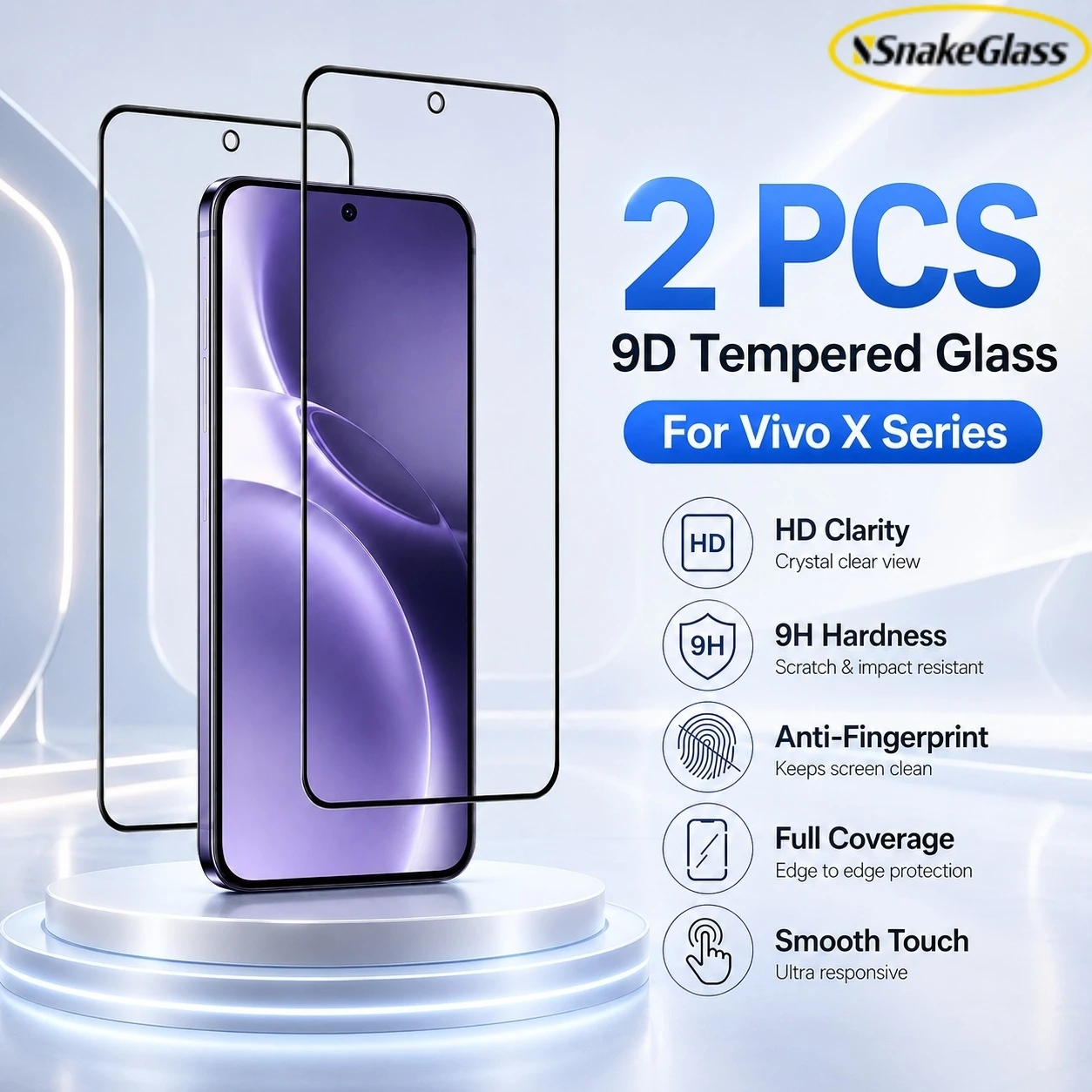 Image of 2 Stück HD-Glasfolie für Vivo X300 Pro X200 X100Ultra X90S X80 X70 Pro+ X60Pro Gehärtetes Glas Displayschutzfolie für Vivo X300 Ultra