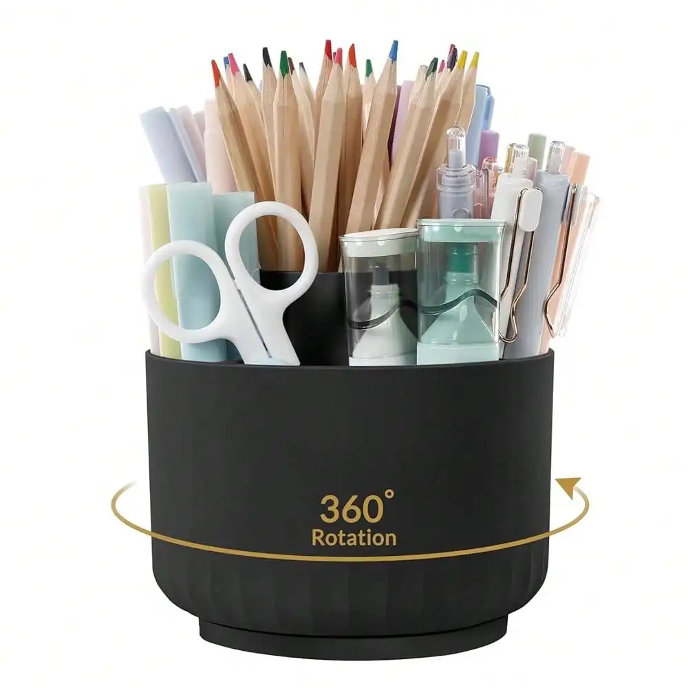 

360 Degree Rotating Desk Organizer, Dual-Purpose Pencil Pen Holder For Desk, Rotating Pencil Cup With Stickers, Office Supplies, Desk Decor For Office, Schoolsss, Home