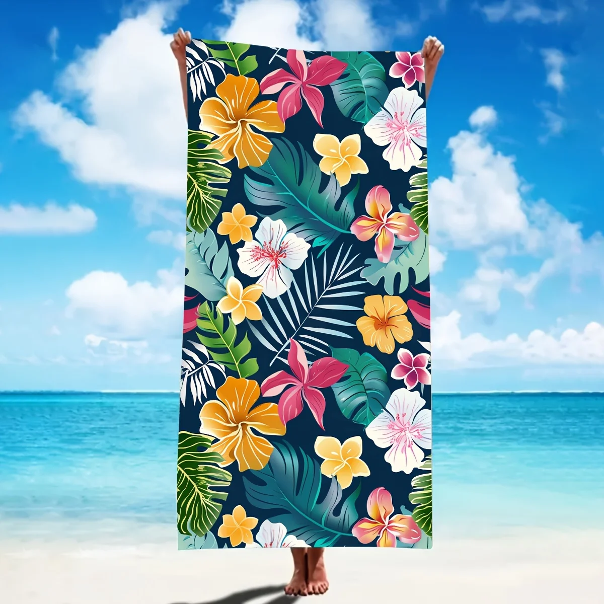 Palm leaf floral pattern tropical rainforest botanical beach towel Microfiber quick-drying and lightweight suitable for the pool