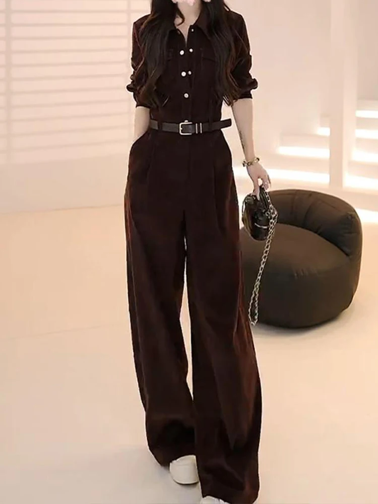 

2026 Autumn New Design High-End Casual Versatile Ele One-Piece Pants for Women Loose Feeling One-Piece Suit Vintage Sle