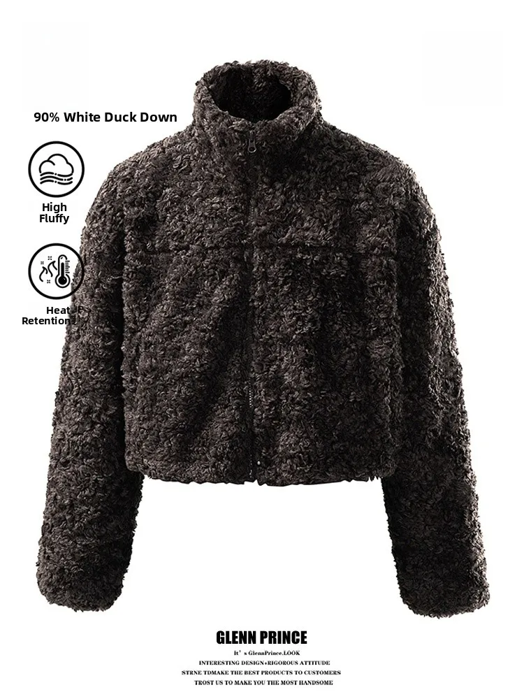 Manteau en fourrure d'agneau neuf, design haut de gamme, style coréen, coupe ample, blanc, rembourrage en duvet, en velours Teddy Faionable ort pour femmes