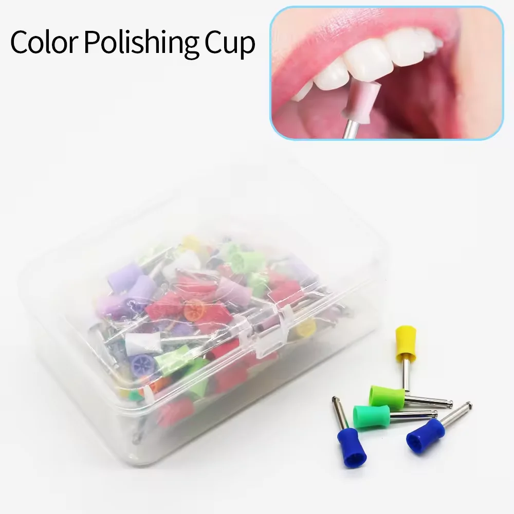 

100Pcs Dental Prophy Brush Flat Type Latch Style Nylon Teeth Polishing Brushes for Contra-Angle Handpiece Dental Disposable