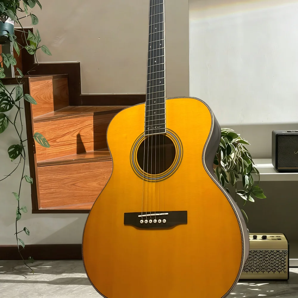 

Акустическая гитара серии OM28, желтая, 6-струнная, с фиксированным бриджем, HPL-грифом, корпусом из сосны Asperata, ручной работы, с цельной верхней декой, бесплатная доставка.