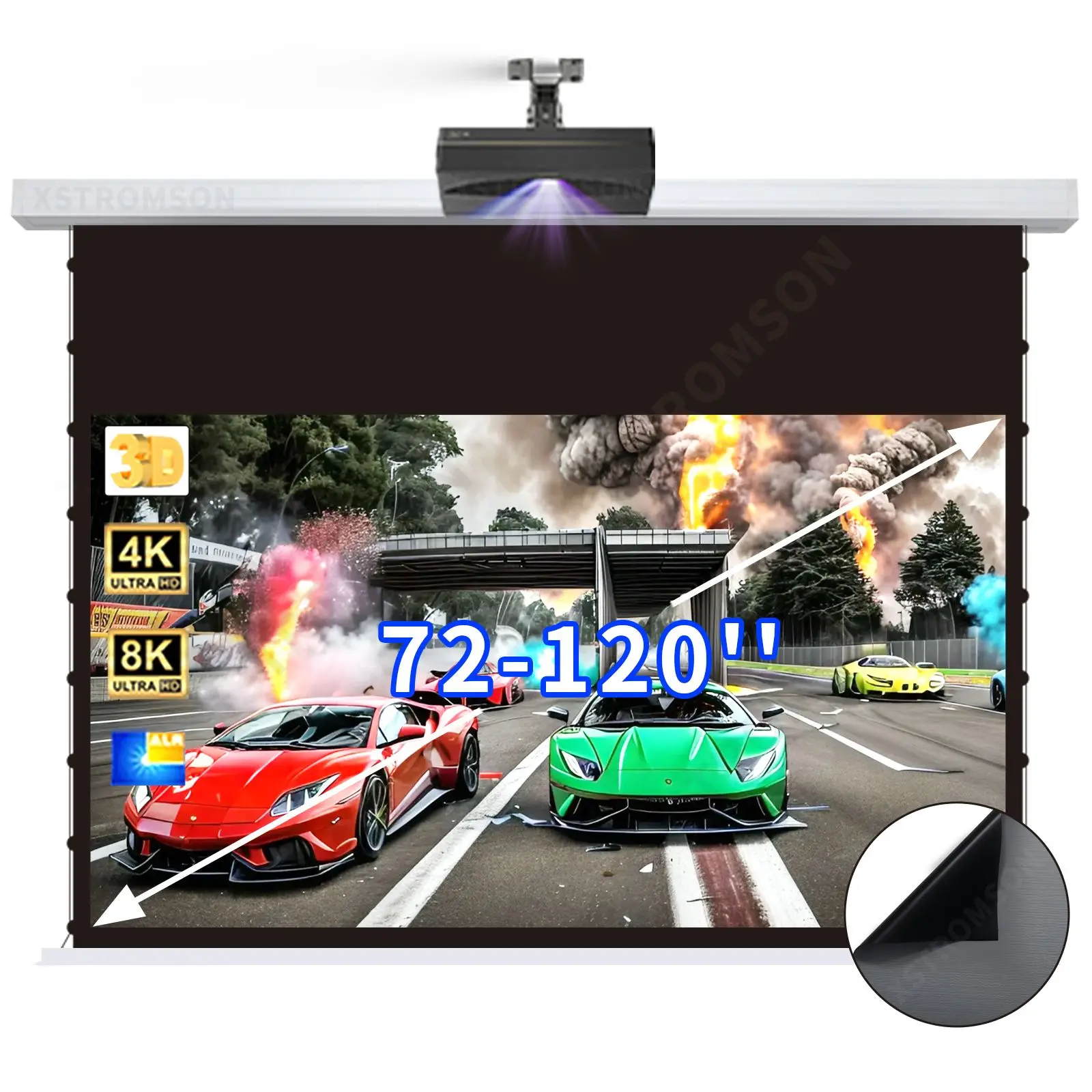 

ALR CLR Projector Screen 72 INCH-120 INCH PET CBSP Motorized Drop Down Projector Screen Laser tv Home Cinema Theater Screen