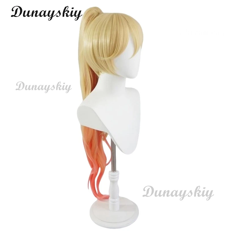 Peluca cosplay Bianka Ataegina de Anime Honkai Impact 3. ° degradado de doble Color con cola de caballo de Chip de 90cm de largo personalizada