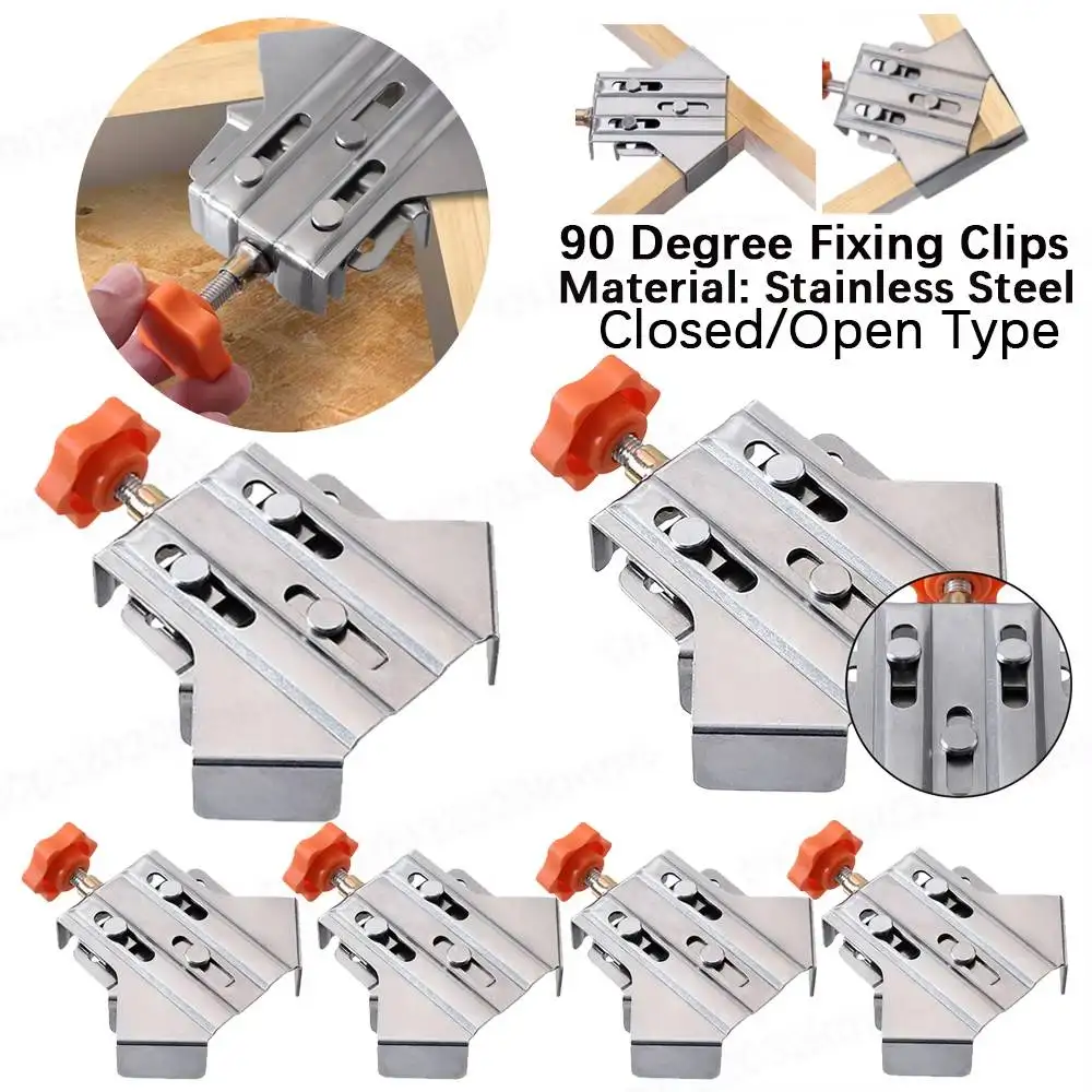 

90 Degree Right Angle Clamp 5/3/2/1PC Stainless Steel Carpenter Splicing Quick Clamp Locator Fixed Frame Clamp Woodworking Tools