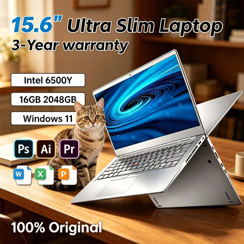 

Lightweight 15.6 Laptop Intel 6500Y 32GB RAM 2TB SSD 5000mAh Windows 11 Backlit Keyboard Fingerprint for Business & Gaming