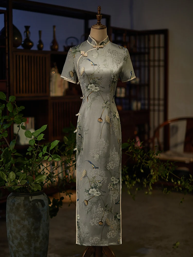 Old Shanghai Elegant Cheongsam Lady Dress Chinese Style Young Improved High Sense Traditional Women