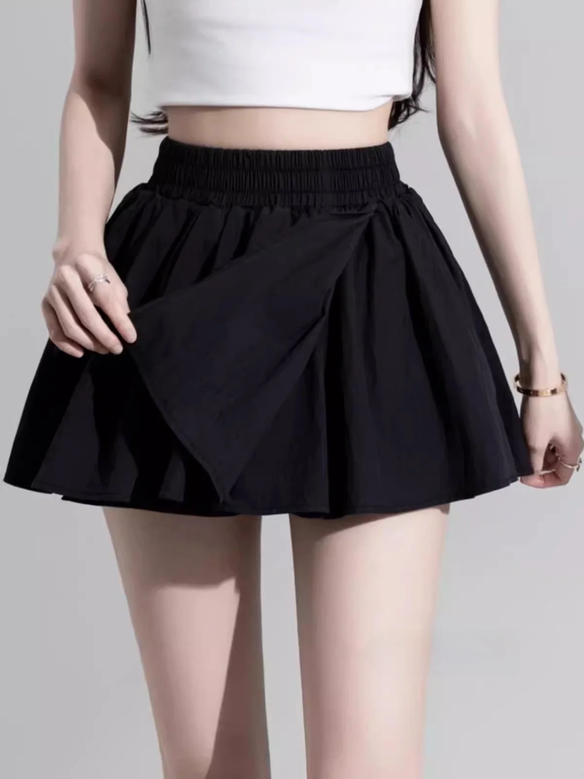 Bla Hoge Taille A-lijn Rok Vrouwen Herfst 2025, Nieuwe Sle Afslanken Pluizige Broek Anti-Licht Kleine Maat Ort rok