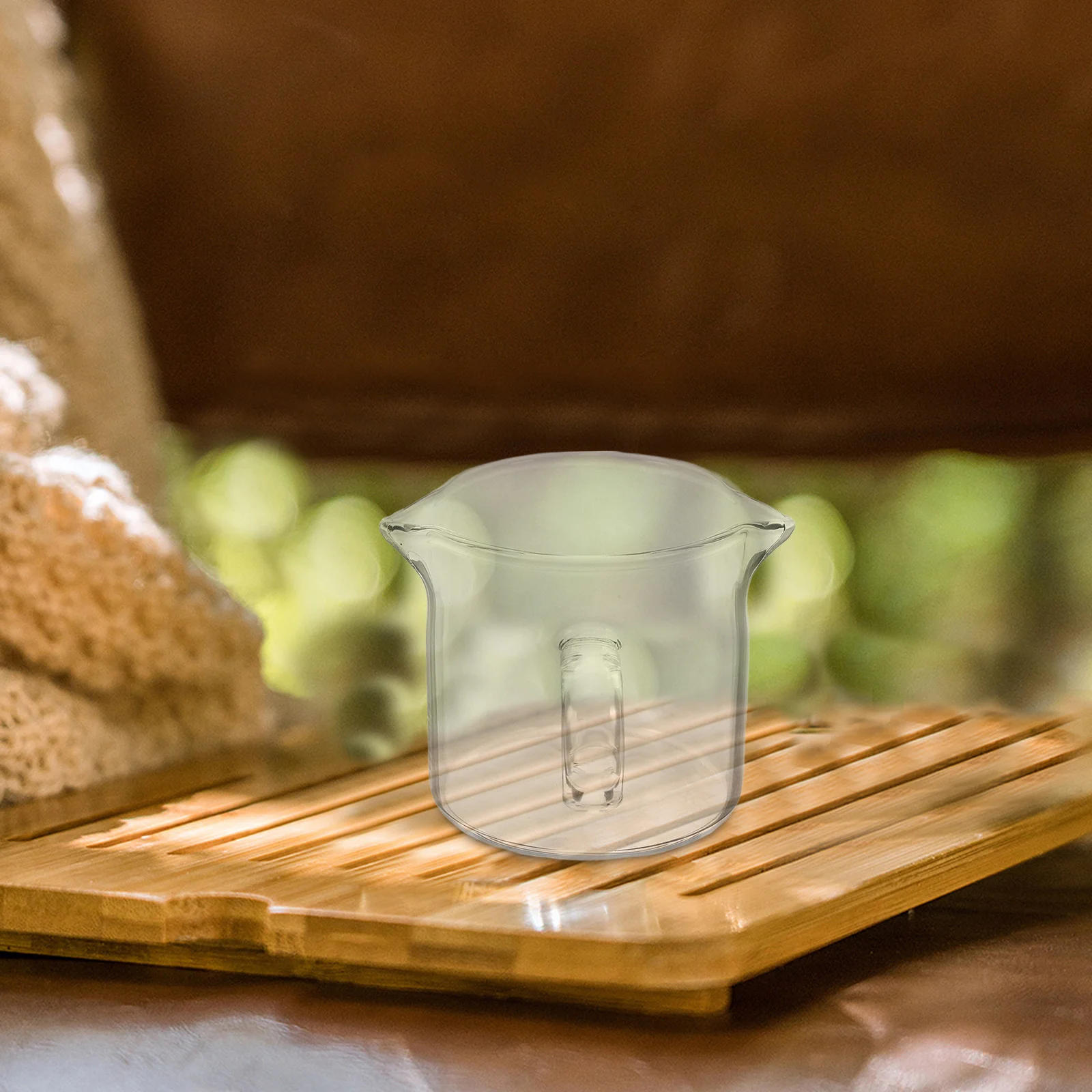 

Dual Spout Glass Mini Pitcher Thickened Construction for Single Serve Coffee Tea Latte Art Making Easy Pour Clean Countertop