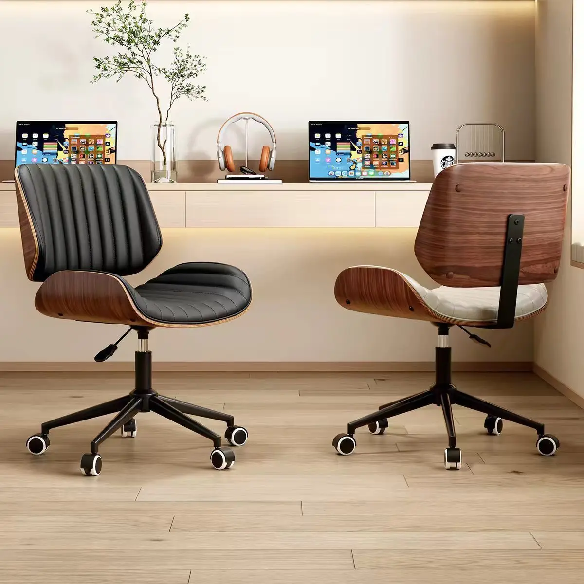 Office chair household solid wood computer chair small apartment study sedentary and comfortable