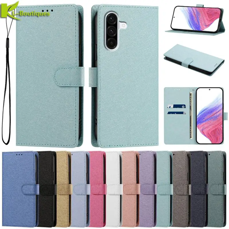 For Samsung A17 A57 A37 A27 Solid Color Flip Book Cover For Samsung Galaxy A57 A37 A27 A17 A07 5G 4G Leather Wallet Case Fundas