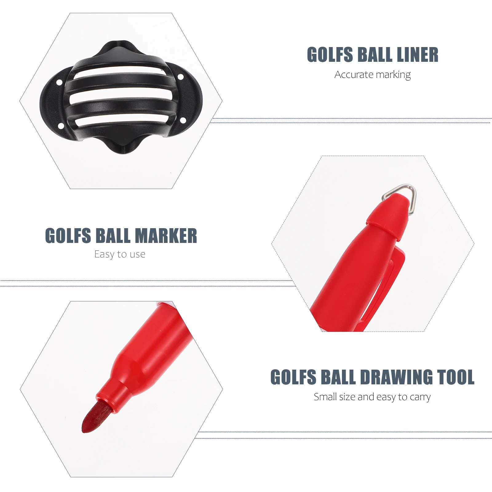 1Set Golfs Ball Marker Liner Tool Colorful Lightweight Tongs Design for Straight Line Drawing Perfect Golfs Alignment
