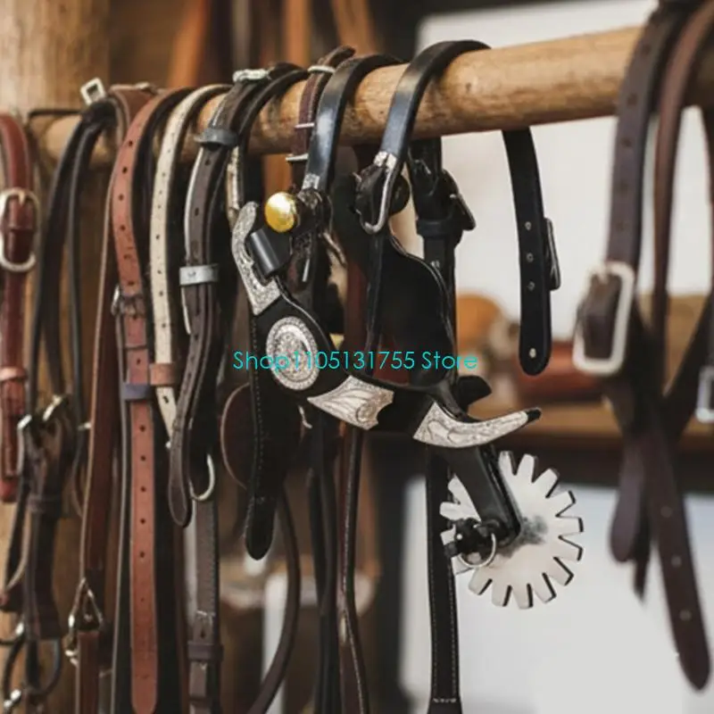 K0EF معدن الفولاذ الحصان حفز قبعات رعاة البقر الغربية حفز رجل الحبال حفز مع والعتاد التمهيد الديكور ركوب الخيل الملحقات