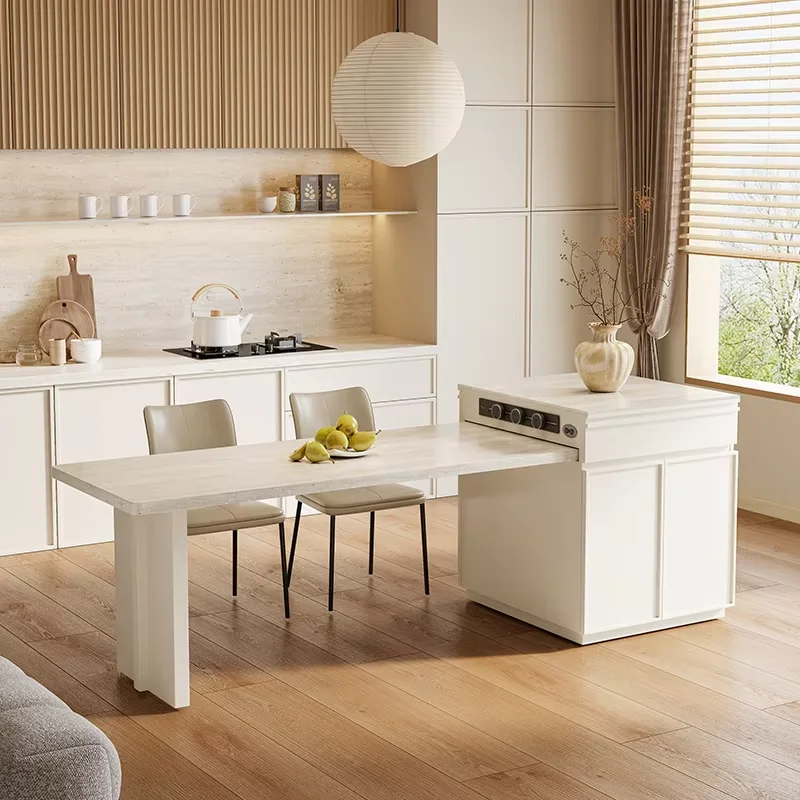 Nordic White Dining Table 1Chairs Extendables Electric Restaurant Kitchen Table Island Modern Luxury Mesa Comedor Furniture