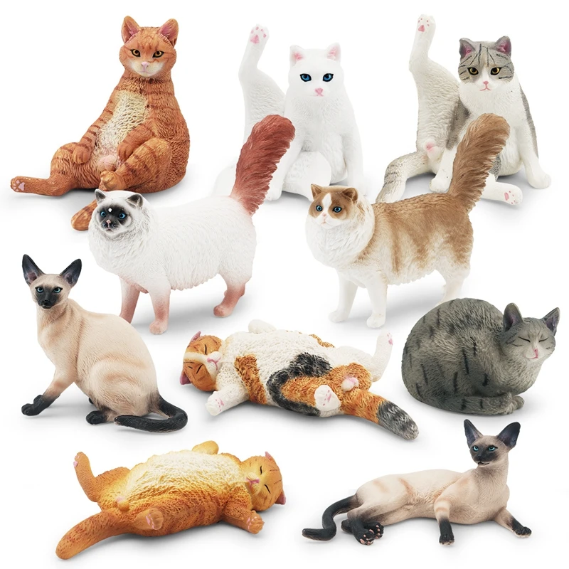 Simulation cat model Ragdoll lazy orange cats Siamese cat small ornament creative Desktop decoration