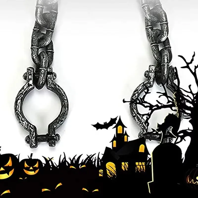 1Pcs Plastic Prisoner Wrist Plastic Wrist Shackles Prison Handcuffs Chain Links for Halloween Cosplay Costume Party Trick Props