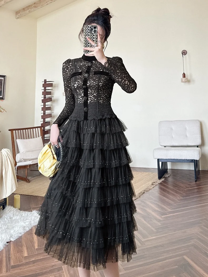 

French Sle Ballet Dance Inner Wear Base Layer Coat Skirt Vintage Court Lady lectual Commuting Hebe Canion Piece