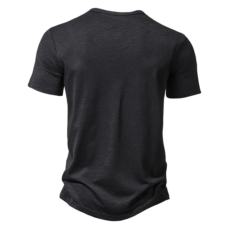 Henley-Kragen Sommer Herren Casual Einfarbiges Kurzarm-T-Shirt für Männer Polo Herren Hochwertige Herren-T-Shirts – Detail 10