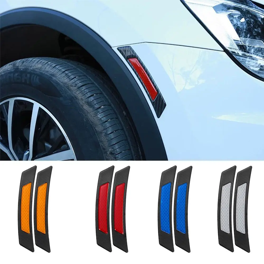 

2Pcs Practical Anti-collision Protection Strip Wheel Eyebrow Car Reflective Sticker Carbon Fiber Edge Guard