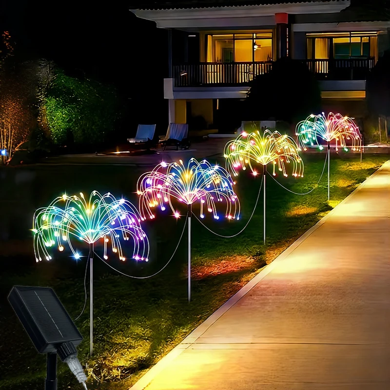 4er/6er-Set Solar-Gartenleuchten für den Außenbereich, intelligente Solar-Feuerwerkslichter für Garten, Terrasse und Feiertagsdekorationen
