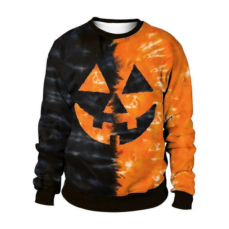 العصرية شبح الوجه الجرافيك هالوين سترة قبيحة الخريف الشتاء طويلة الأكمام ثلاثية الأبعاد المطبوعة بلوزات عادية الشارع الشهير البلوفرات #3