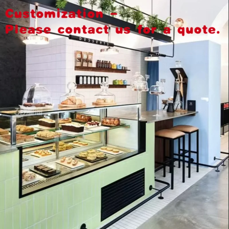 custom.Customized Luxury Modern Steel Interior Design Bakery Store New Retail Mall Display Counter LED Sh