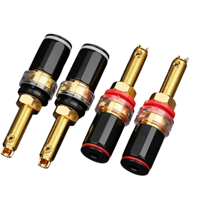 Audiophile M8 Pure Copper Gold Plated Speaker Binding Post No Weld Banana Socket HiFi Noise Reduction Terminal