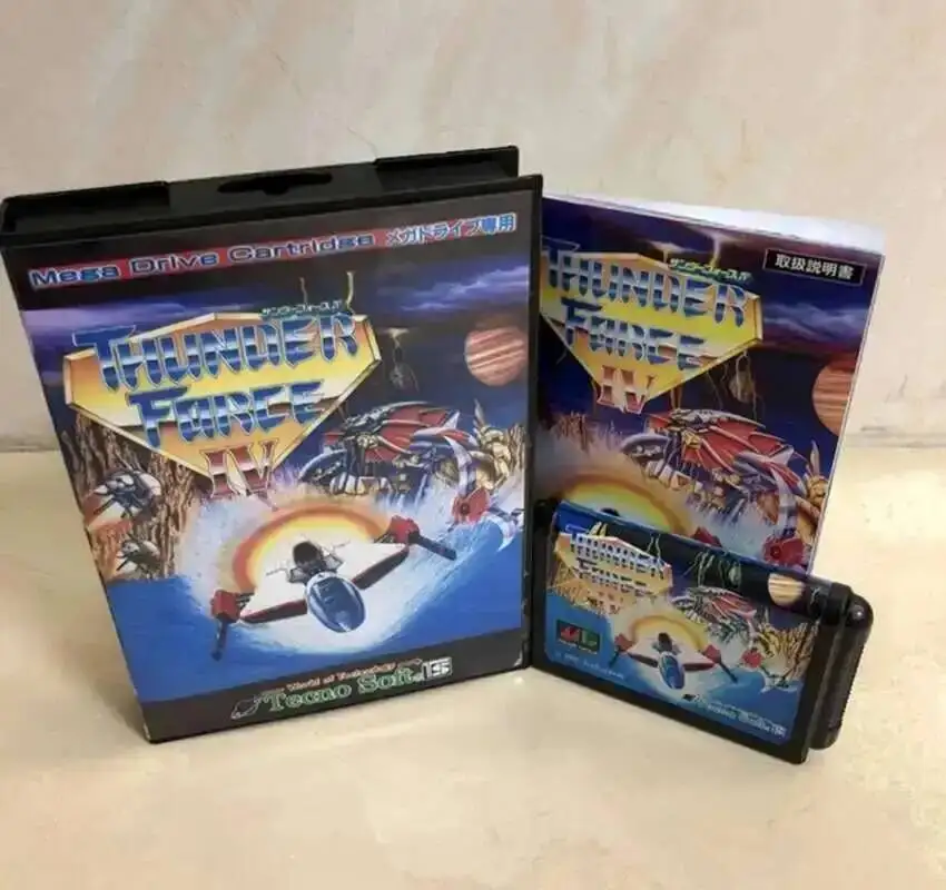 Scheda di gioco Thunder Force IV con scatola e manuale per sistema Genesis Sega MD Megadrive a 16 Bit