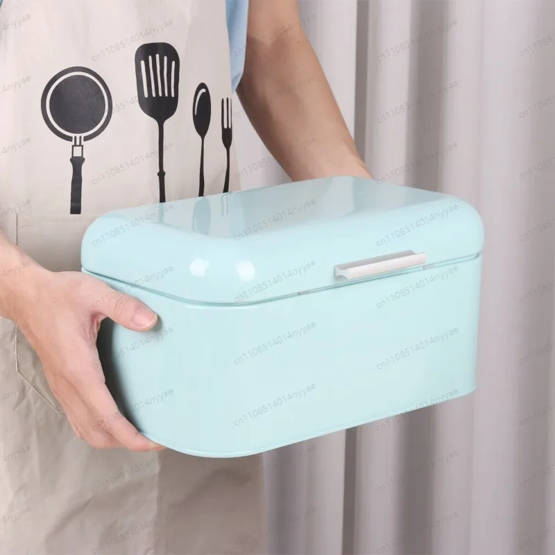 Vintage Metal Bread Box 30x18cm Large Capacity Storage Container for Kitchen Countertop Organizer