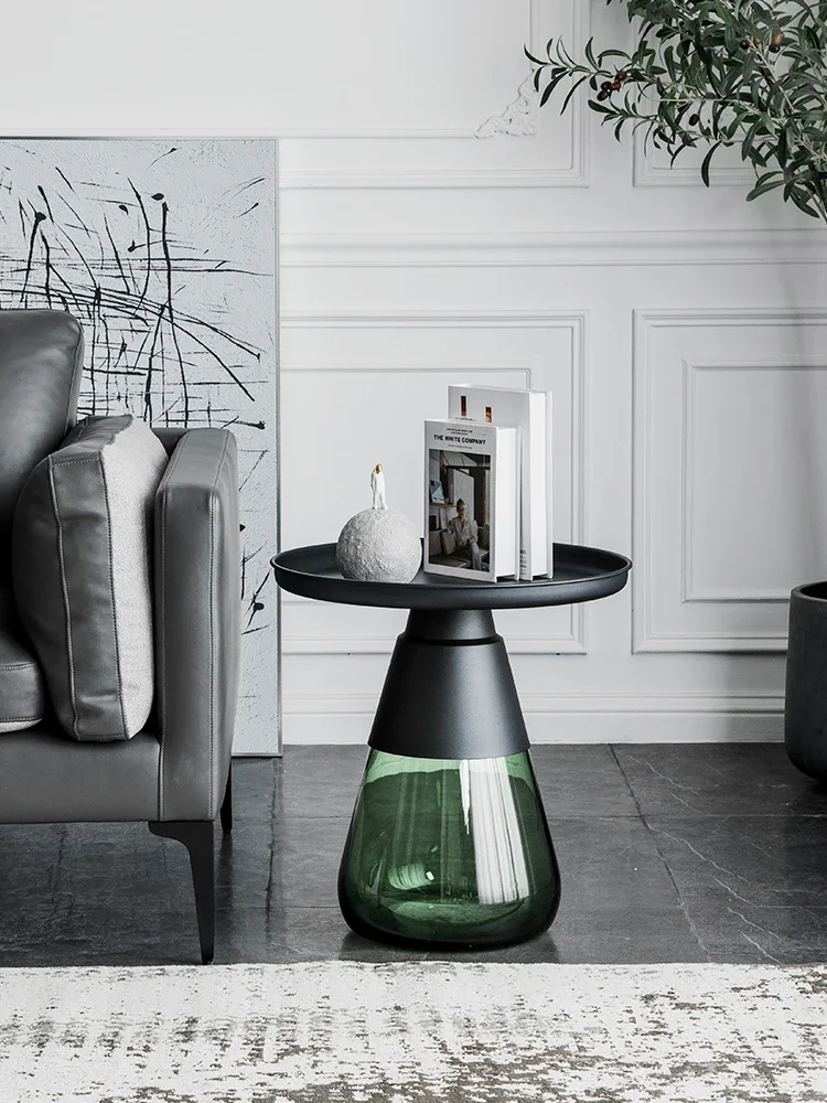 

Luxury Round Glass Coffee Tables Combination Furniture,Modern Living Room Sofa Corner Table, Nordic Transparent Edge Table