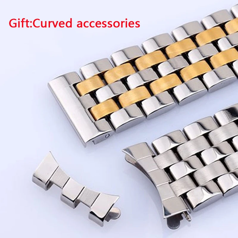 18 19 20 21 22mm For Longines Mido Curved End Stainless Steel Watchband Butterfly Buckle fit any men\'s Watch band Strap Bracelet