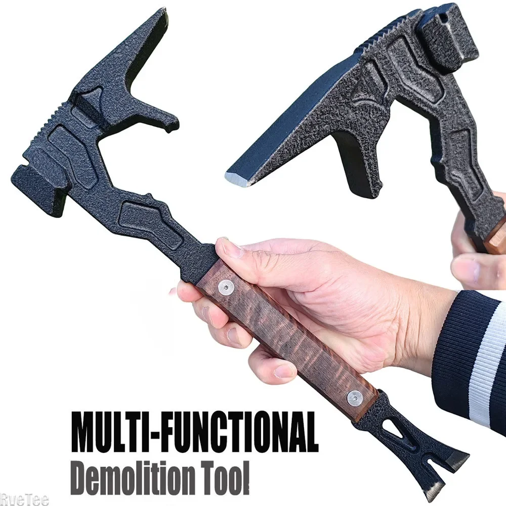 Multifunctional Camping Equipment Axe Splitting Wood Hunting Demolition Tools Wooden Handle Double Headed Axe Survival Stuff