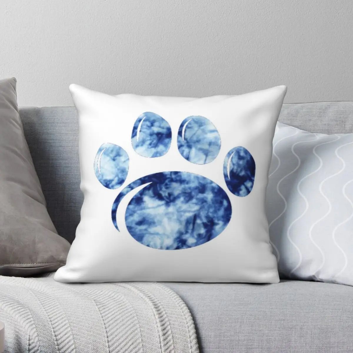 

Tie Dye Paw Square Pillowcase Polyester Linen Velvet Printed Zip Decor Throw Pillow Case Car Cushion Case