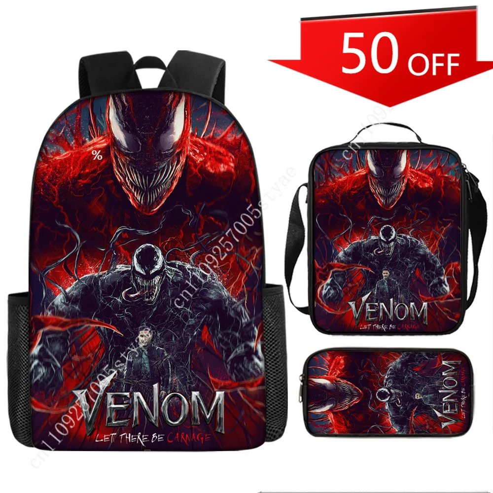 

Marvel Venom Merchandise 3-Piece Set: Printed Backpack, Messenger Bag, and Pencil Case