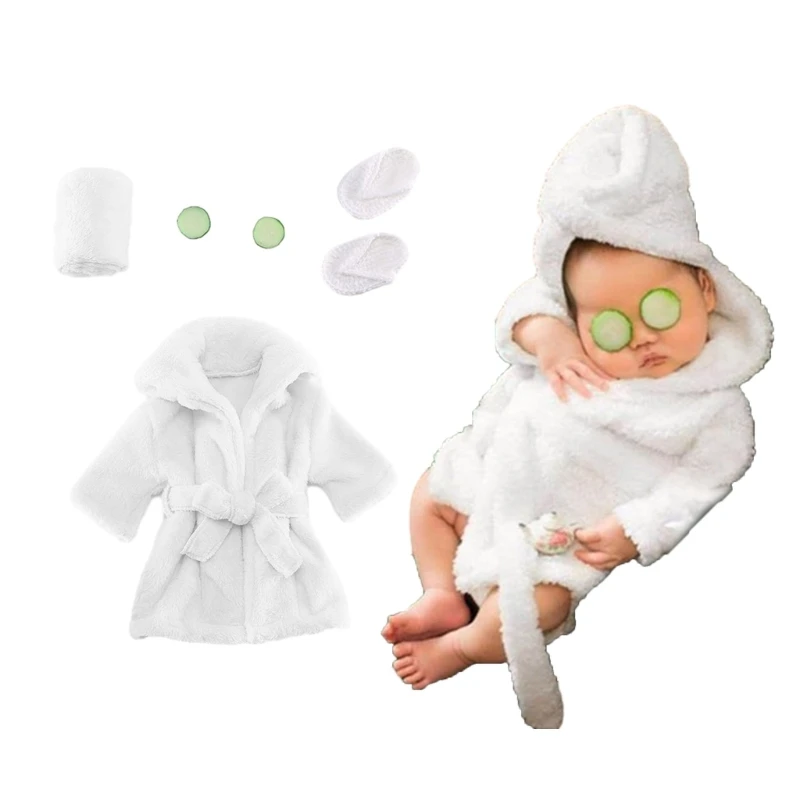 Baby Photography Props Headband Bathrobe Wrap Set Newborn Photo Clothes