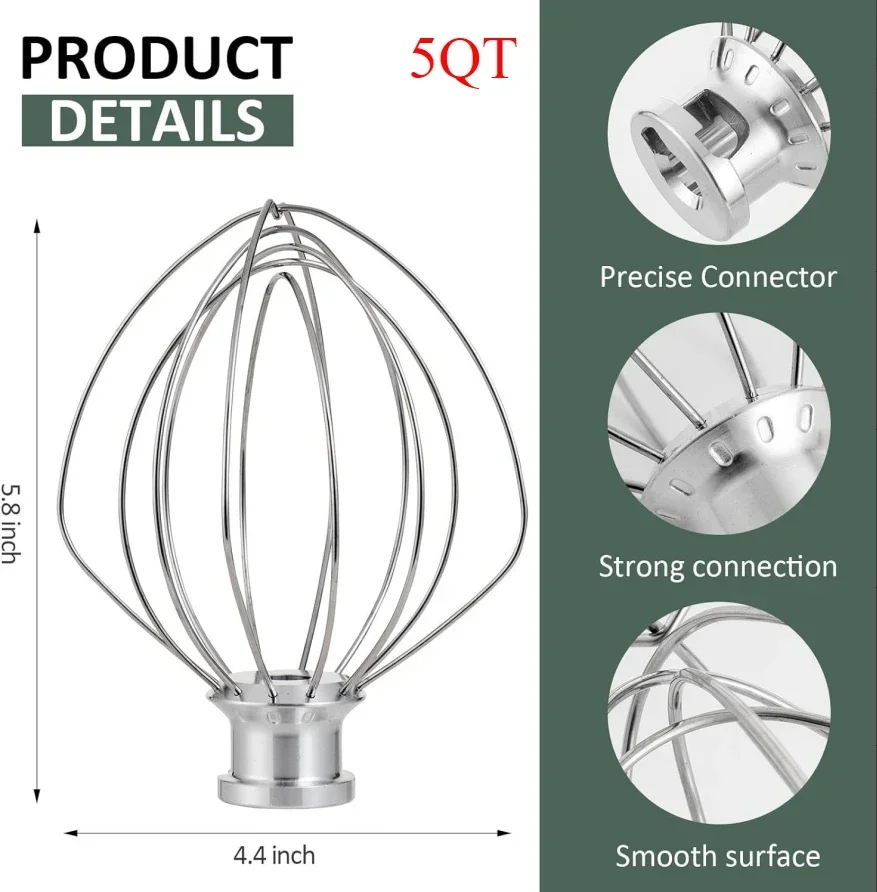 For Kitchenaid 5 quart mixer auxiliary parts accessories stand mixer wire whisk egg beater