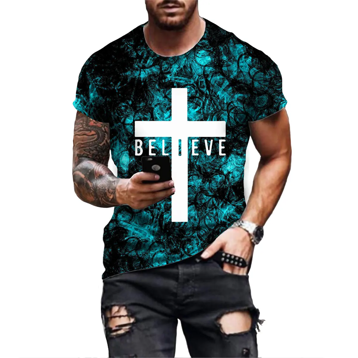 Summer Streetwear Jesus Christ Cross T Shirts Men Fashion T-Shirt Harajuku Funny Tee Jesus Graphic Tops